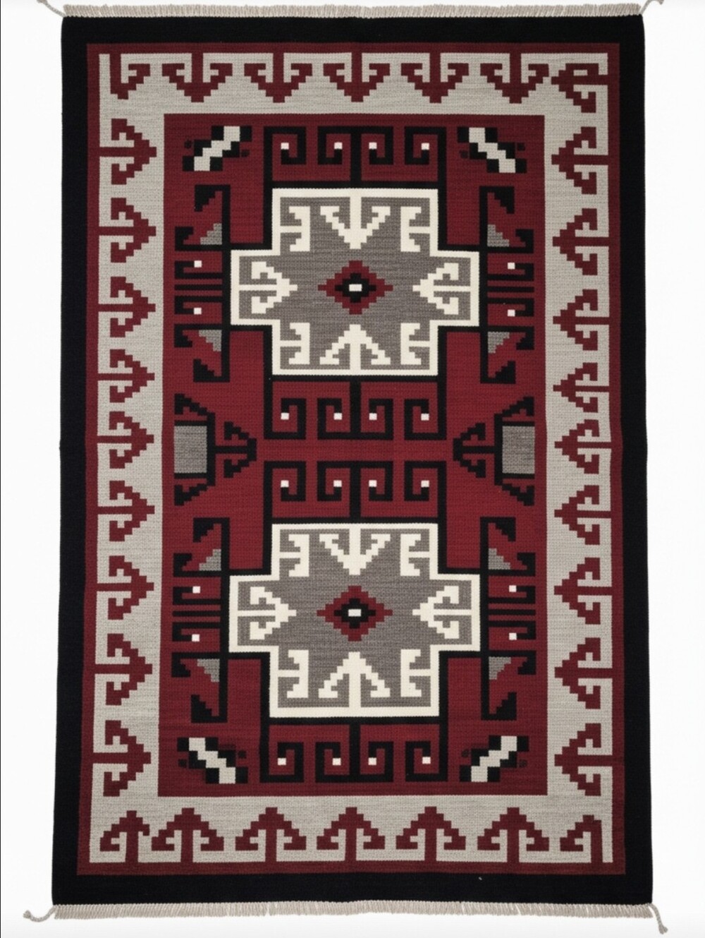 Vintage Navajo Hand Spun Wool Rug 43x32 Handmade Genuine Native American